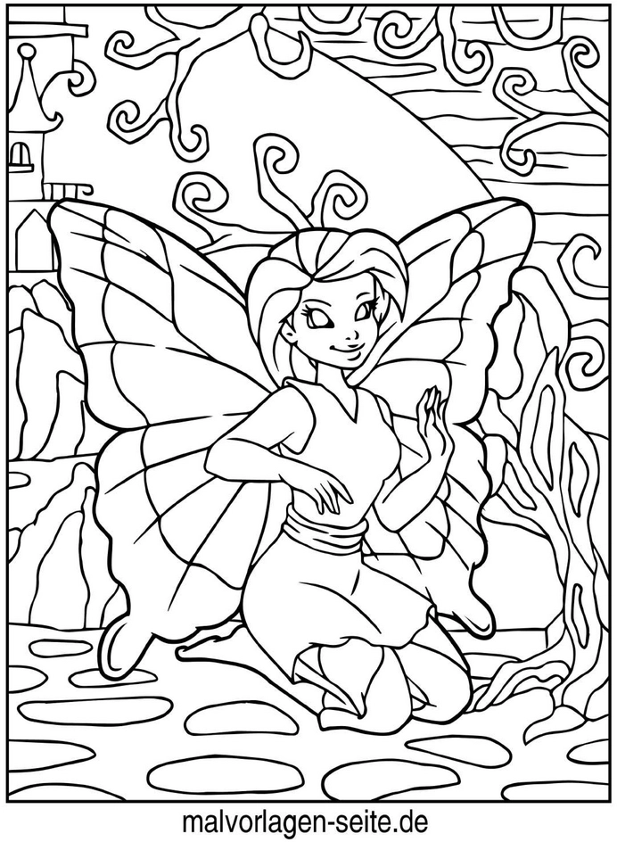 fee-in-fantasievoller-landschaft-malvorlage