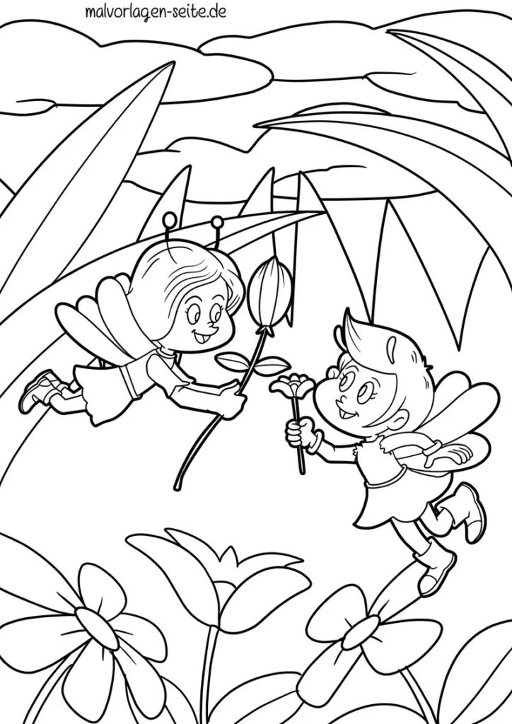 feen-und-blumen-ausmalvorlage