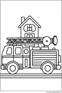 feuerwehrauto-mit-haus-ausmalvorlage