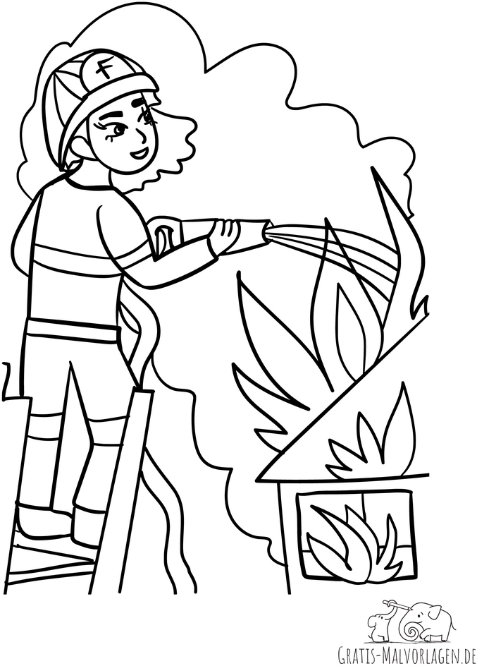 feuerwehrfrau-loescht-brennendes-gebaeude