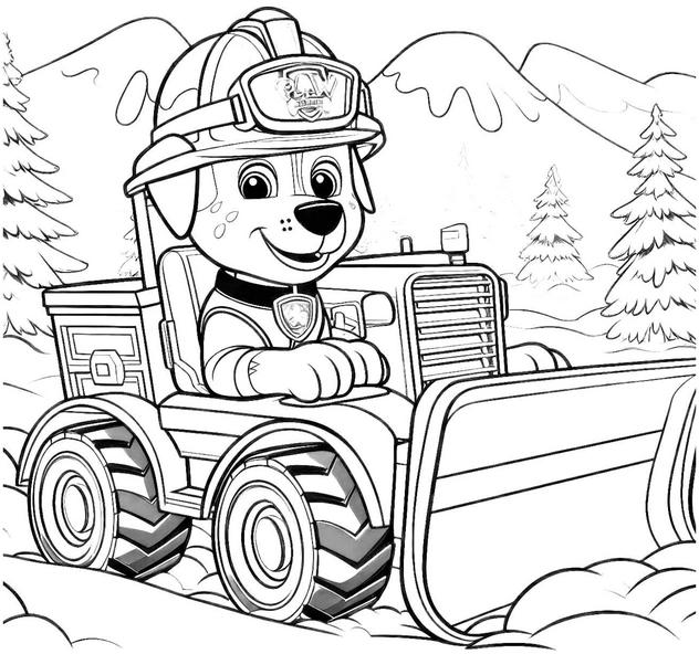 feuerwehrhund-im-feuerwehrauto-ausmalbild