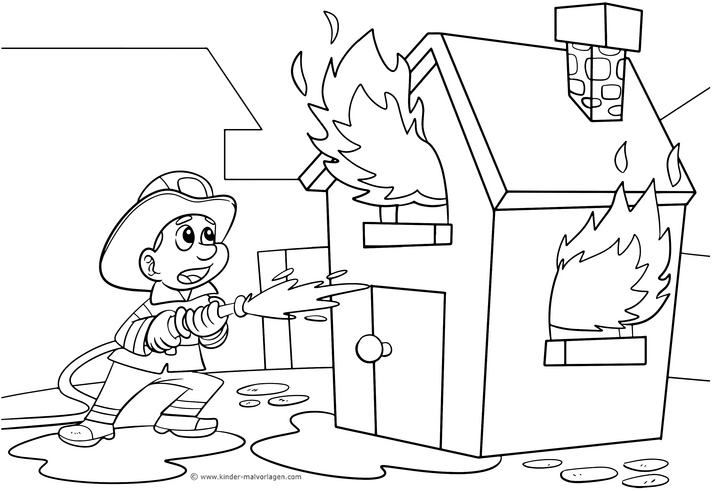 feuerwehrmann-loescht-brennendes-haus