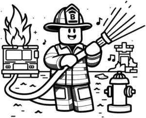 feuerwehrmann-mit-feuerwehrwagen-ausmalbild