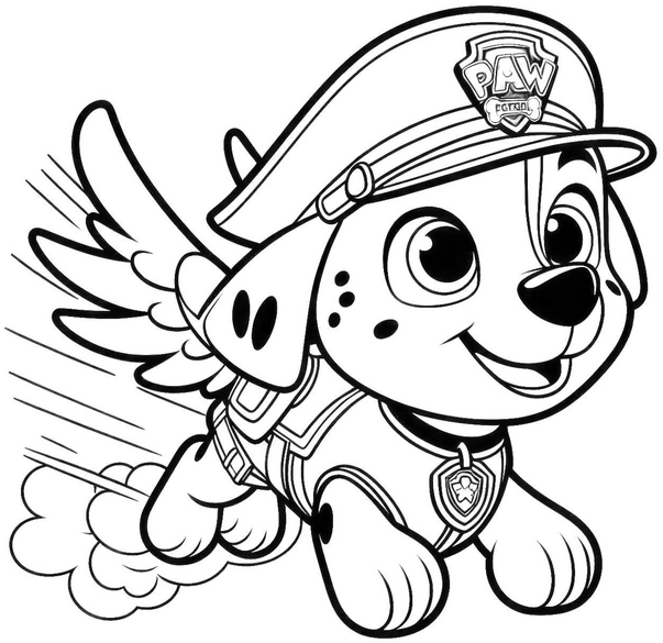 fliegender-polizeihund-mit-fluegeln-ausmalvorlage