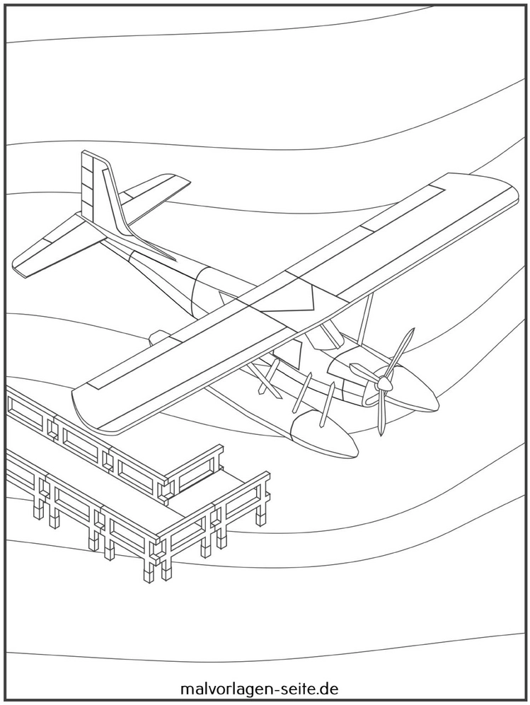 flugzeug-auf-dem-wasser-ausmalvorlage