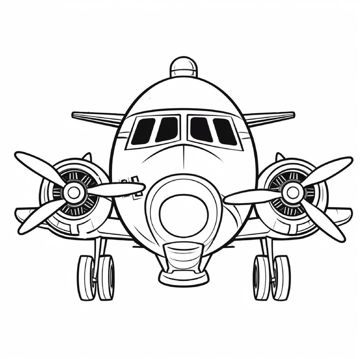 flugzeug-ausmalvorlage-detailreich-mit-propellern
