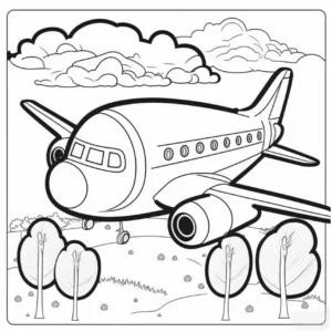 flugzeug-im-wald-ausmalvorlage