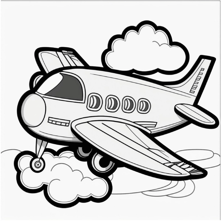 flugzeug-in-den-wolken-ausmalvorlage