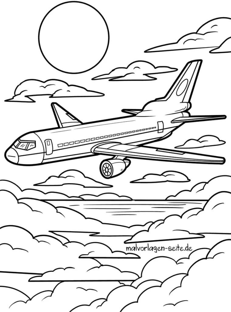 flugzeug-in-den-wolken-ausmalvorlage