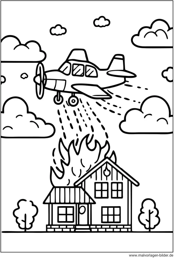 flugzeug-loeschflugzeug-ueber-brennendem-haus