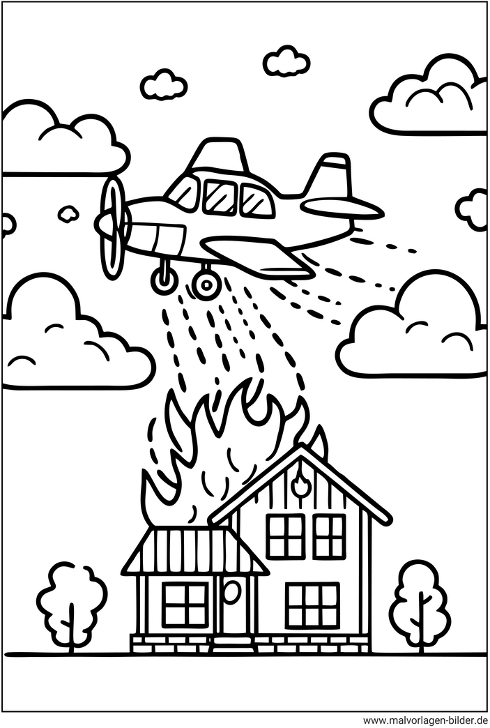 flugzeug-loeschflugzeug-ueber-brennendem-haus