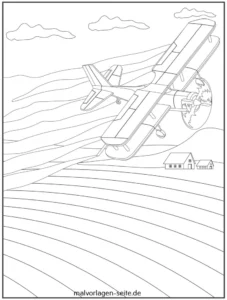 flugzeug-ueber-huegel-und-dorf