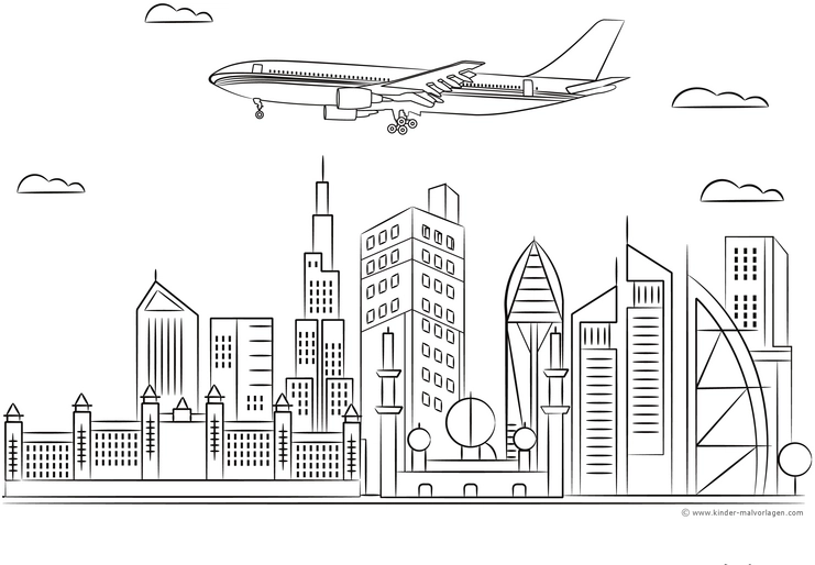 flugzeug-ueber-stadtlandschaft