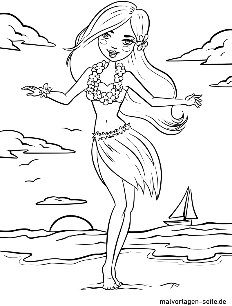 frau-im-hula-outfit-am-strand-malen