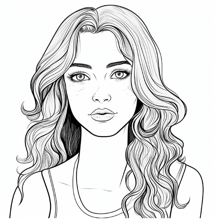 frau-mit-langen-haaren-und-freundlichem-gesicht-malvorlage