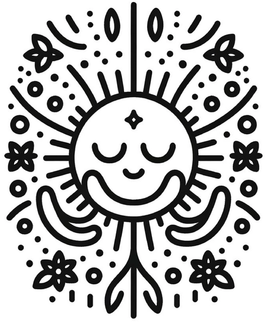 freundliche-sonne-blumen-muster-malvorlage