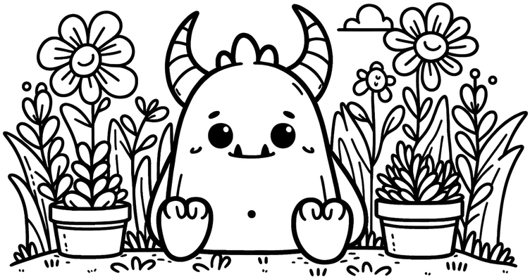 freundliches-monster-mit-blumen-malen