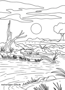 friedliche-naturlandschaft-ausmalvorlage