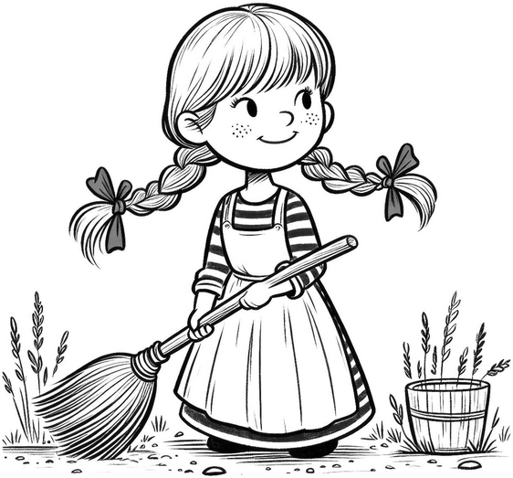 fröhliches-maedchen-mit-besen-im-garten