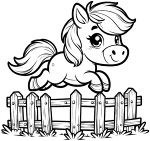 fröhliches-pony-springt-über-einen-zaun