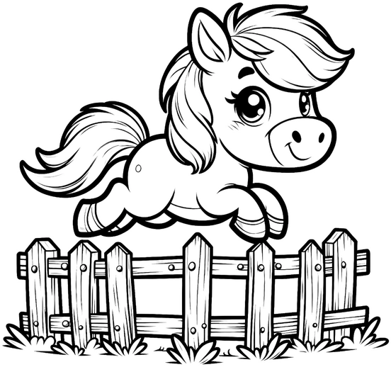 fröhliches-pony-springt-über-einen-zaun