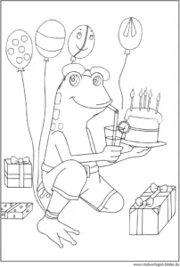 froesche-geburtstagsfeier-ausmalbild