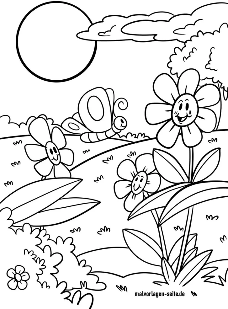 fruehlingsszene-mit-blumen-und-schmetterling