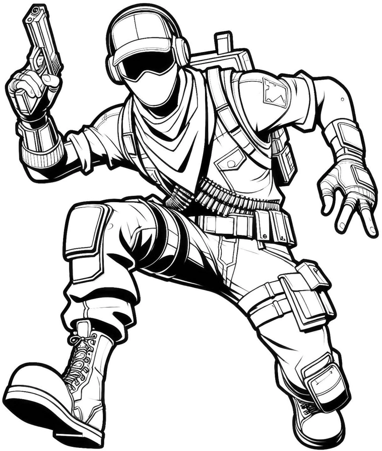 futuristischer-kaempfer-in-aktion-malvorlage
