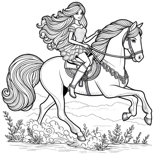 galoppierendes-pferd-mit-maedchen-ausmalbild