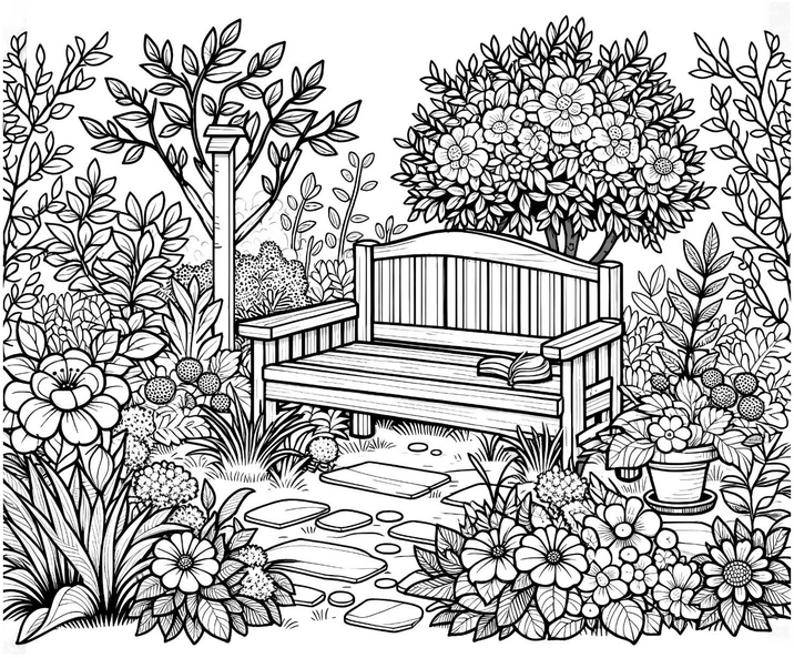 gartenbank-umgeben-von-blumen-und-pflanzen