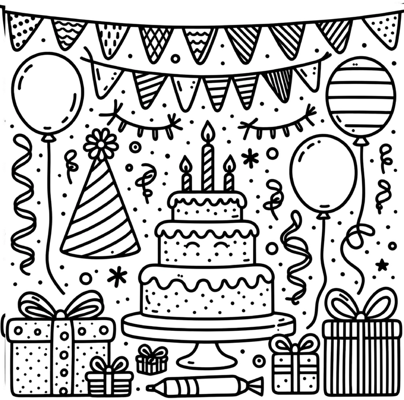 geburtstags-feier-ausmalbild