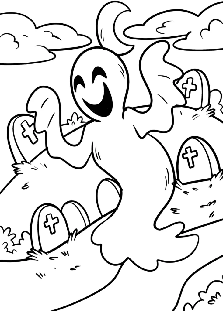 geist-freundlicher-geist-auf-friedhof-ausmalbild
