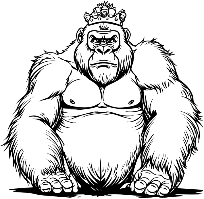 gorilla-mit-krone-malvorlage