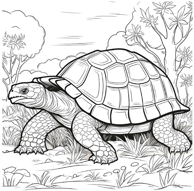 grosse-landschildkroete-in-der-natur-malen