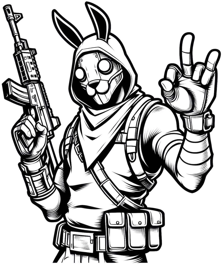 haeschen-charakter-mit-waffe-malvorlage