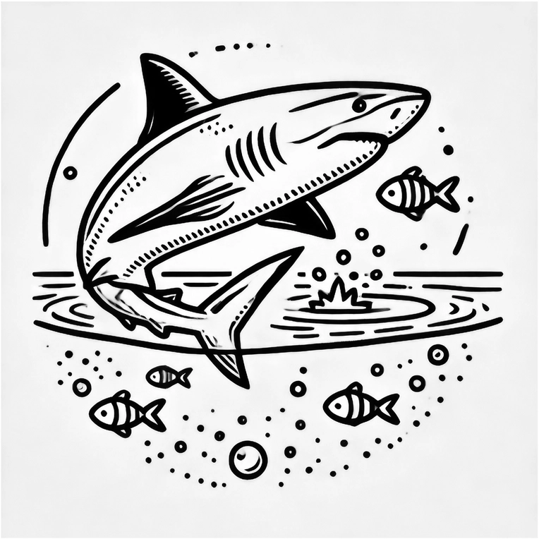 hai-mit-fischen-ausmalvorlage