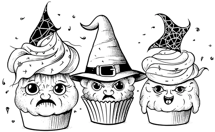 halloween-cupcakes-malen-vorlage-ausmalbild