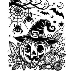 halloween-malvorlage-mit-kuerbis-und-spinnen