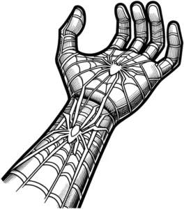 hand-mit-spinnennetz-muster-ausmalvorlage