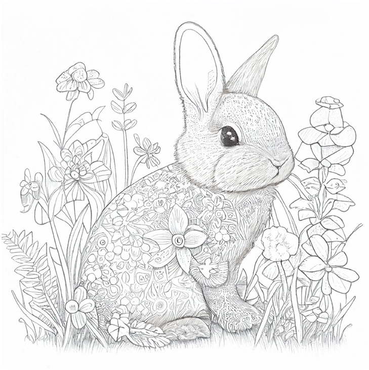 hase-blumen-malen-ausmalvorlage