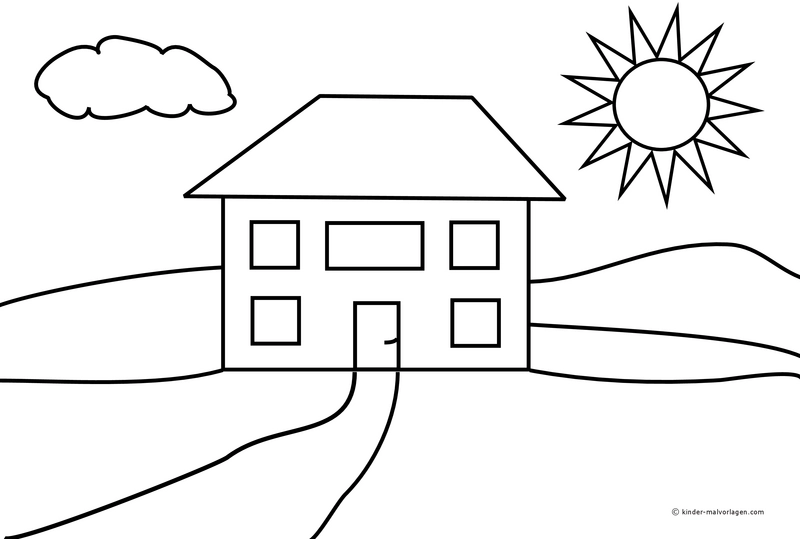 haus-in-landschaft-mit-sonne-und-wolken