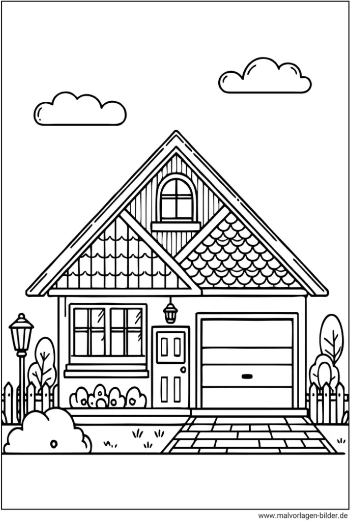haus-mit-garage-ausmalvorlage
