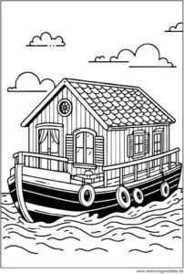 hausboot-ausmalbild