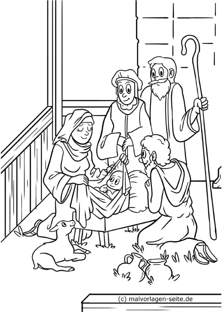 heilige-familie-in-der-krippe-malvorlage