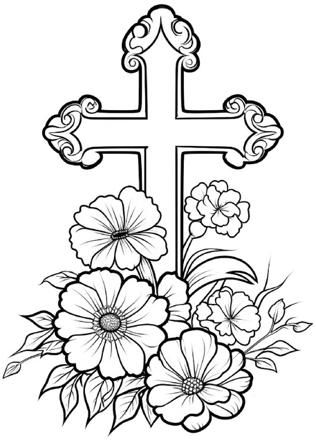 heiliges-kreuz-blumen-malvorlage