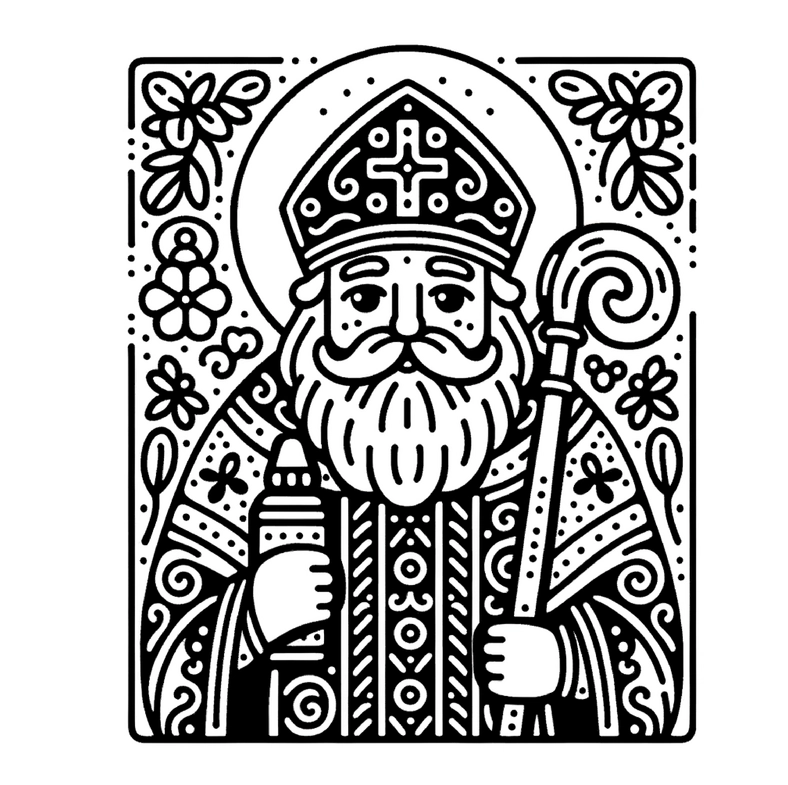 heiliges-wesen-mit-floralen-motiven-malvorlage