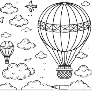 heissluftballons-im-wolkigen-himmel-malvorlage