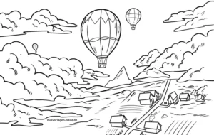 heissluftballons-in-der-natur-ausmalvorlage