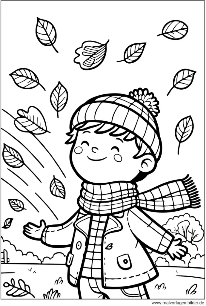 herbst-junge-bunte-blaetter-ausmalvorlage