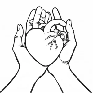herz-in-haenden-mit-wurzeln-malvorlage